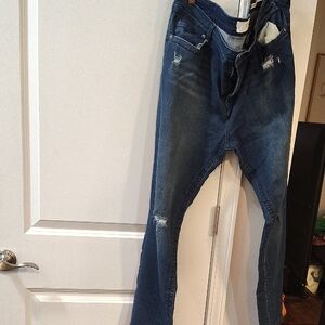 Womens Dark Blue Ripped Skinny Jeans